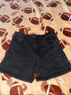 High-Rise Black Jean Shorts for Women